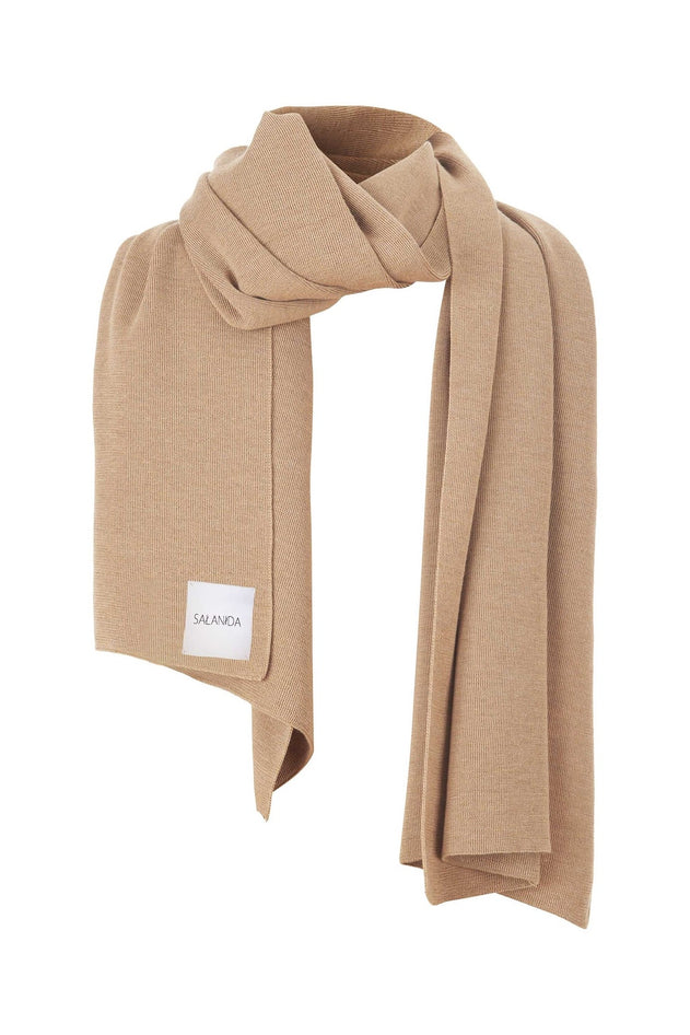 Via Merino Wool Scarf & Gloves Set Beige