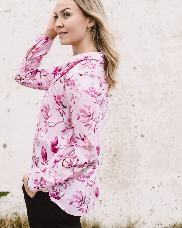 Chloe Button - up Shirt Ballet of Blossoms Pink - IVALO.COM
