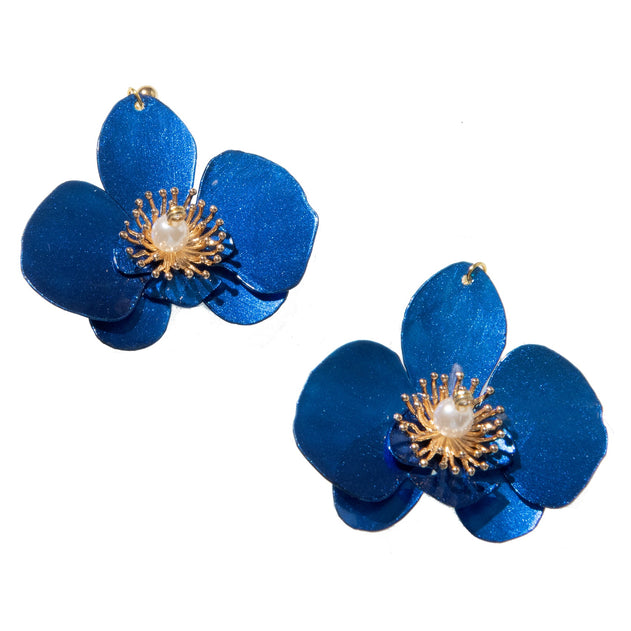 Butterfly Orchid Stud Earrings Blue