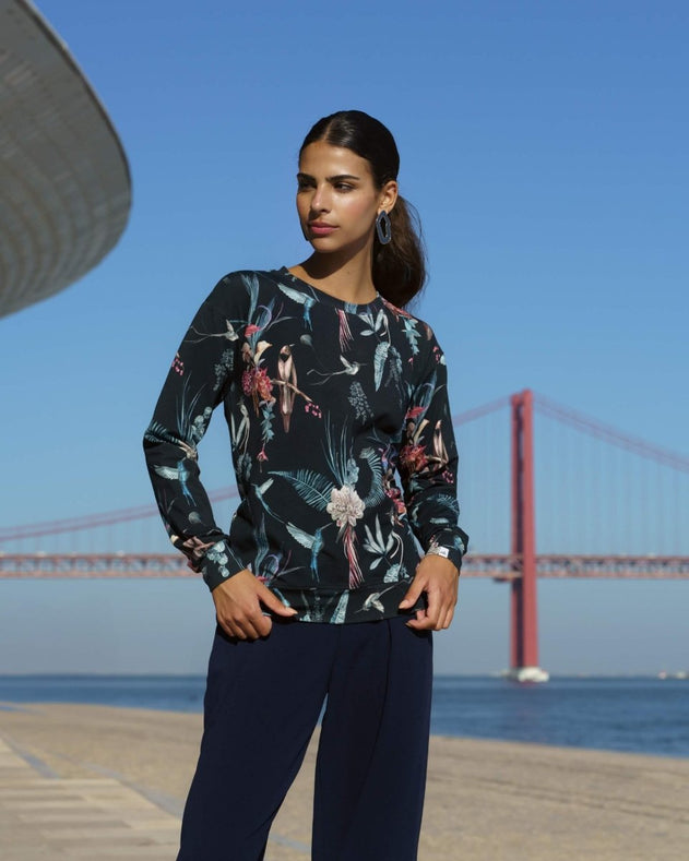 Casual Chic Print Shirt Bluebird - IVALO.COM