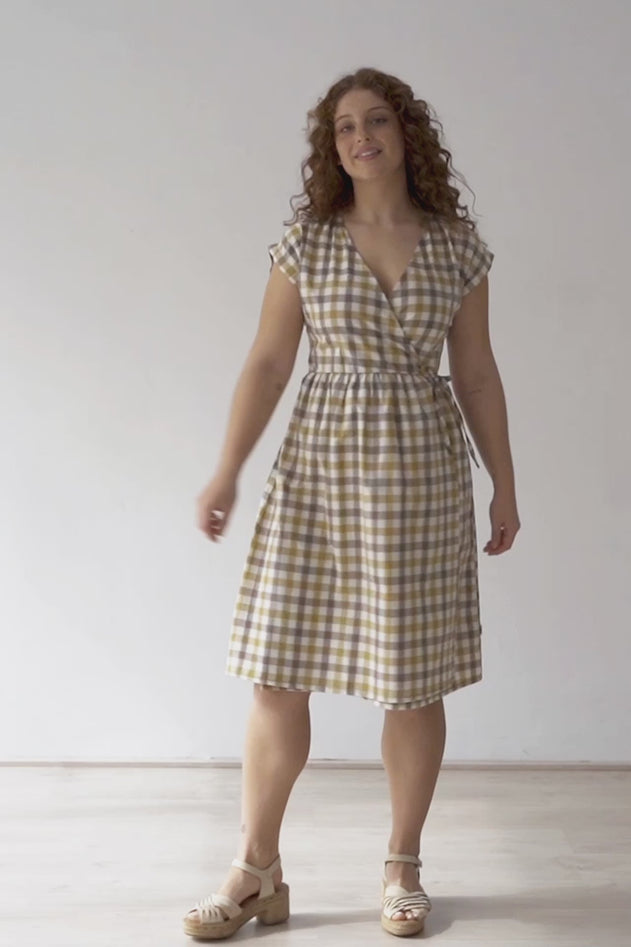 Hira Wrap Midi Dress Vichy