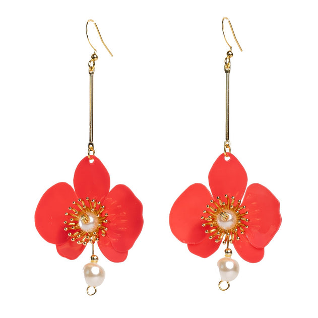 Butterfly Orchid Pearl Earrings Barbie Pink