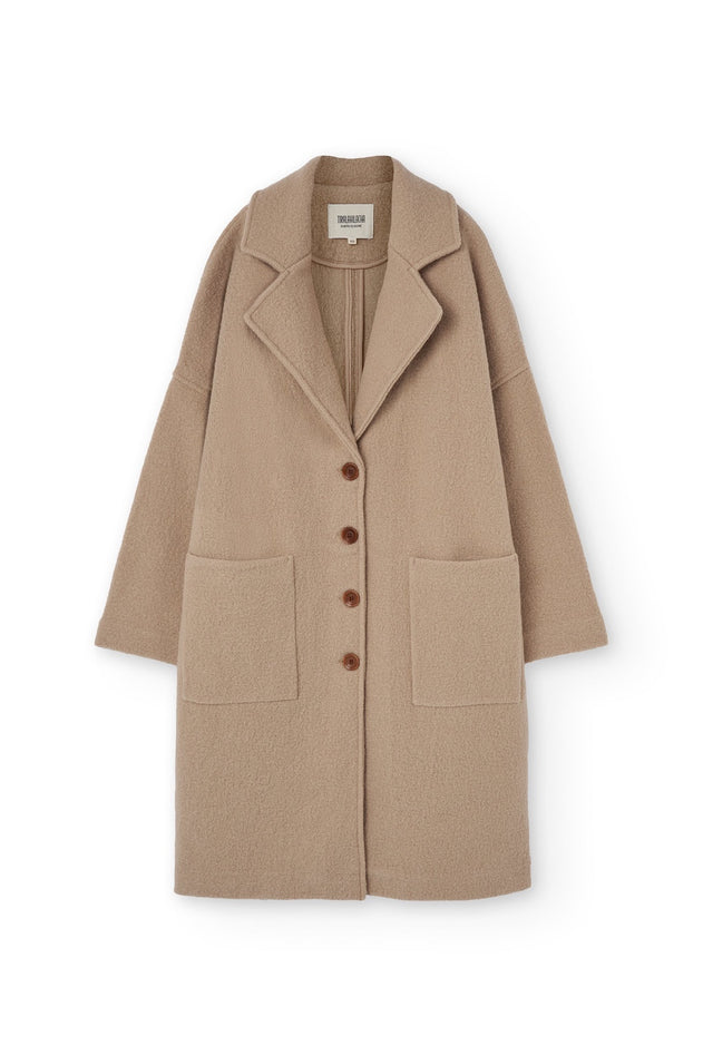 Merino Wool Long Coat in Beige