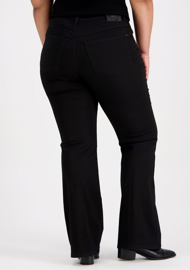 Caramel Flare Curvy Fit Stay Jeans Black