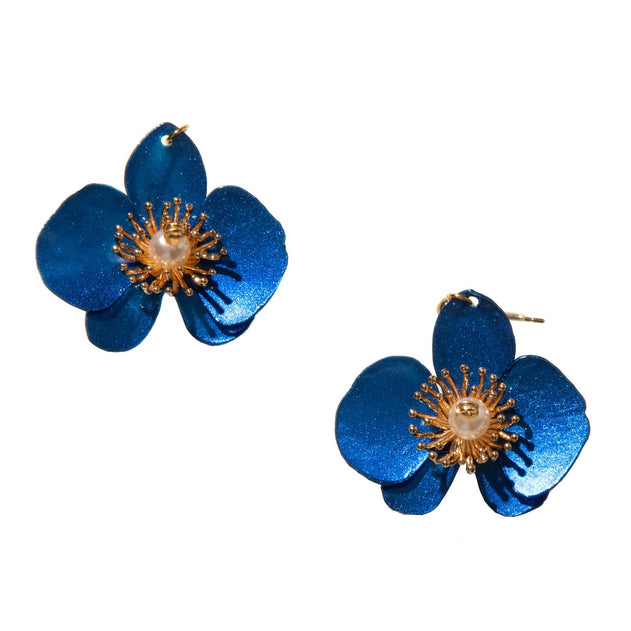 Small Butterfly Orchid Stud Earrings Red
