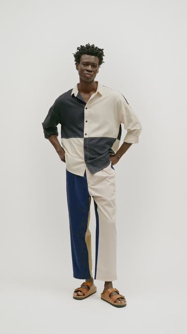 Men's Haru Button-Up Shirt Black/White