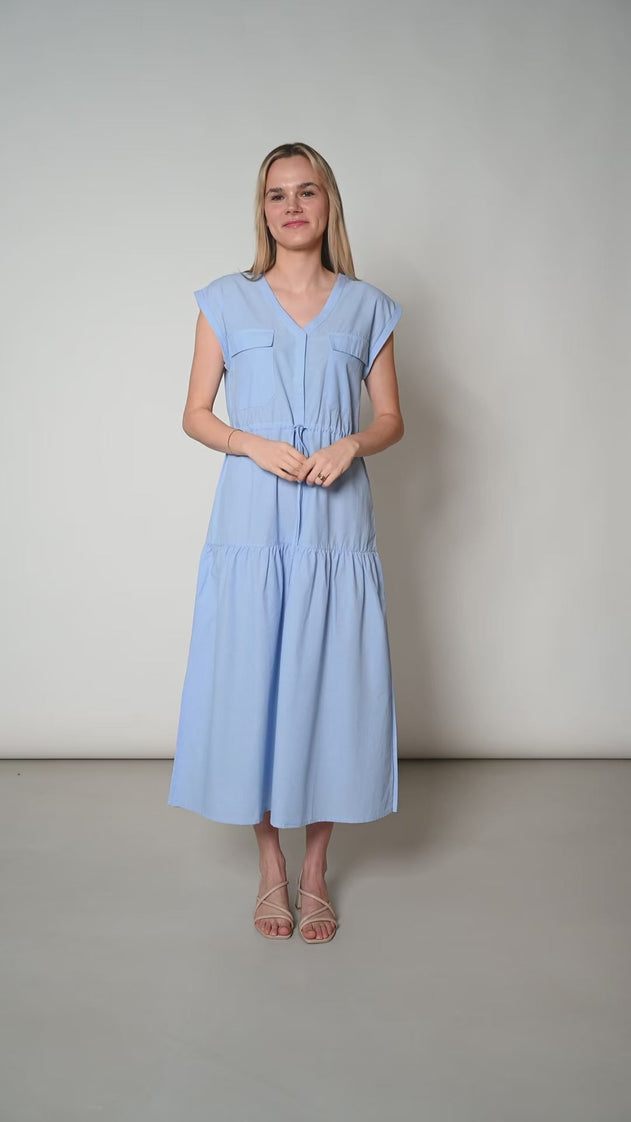 Sleeveless Tiered Dress Light Blue