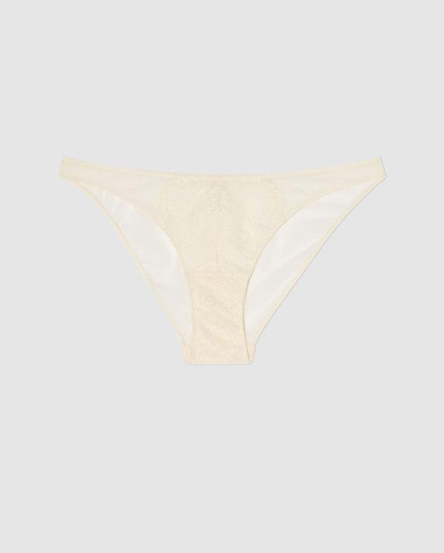 Lace Mesh Bikini Briefs Cream