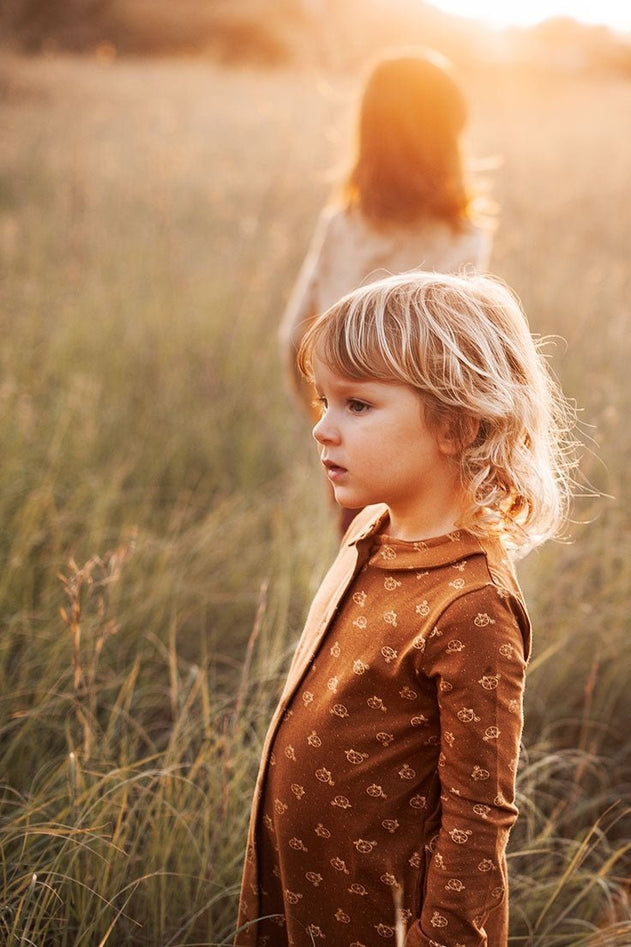 Kids' Shirt Dress Bicycle Brown