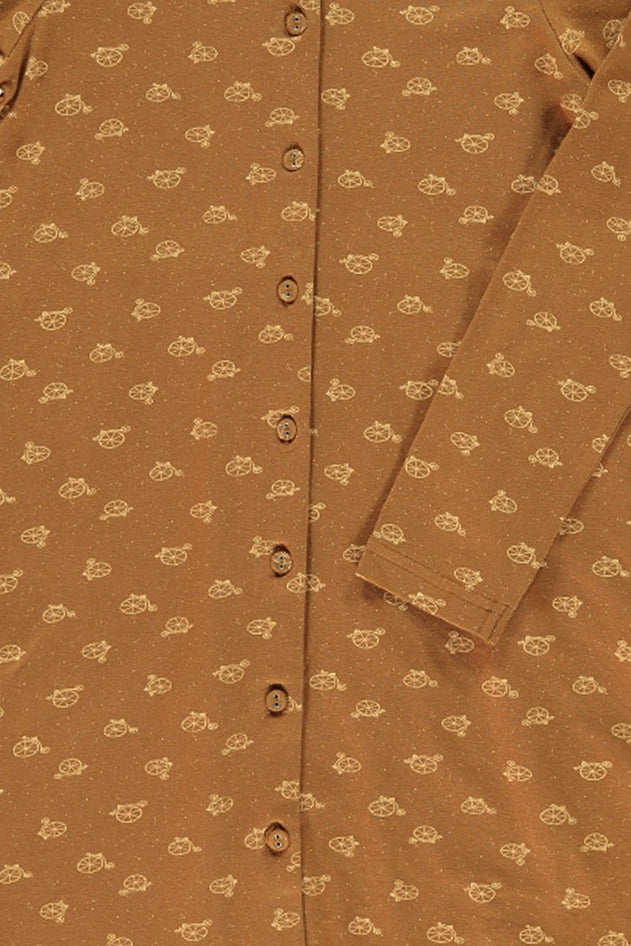 Kids' Shirt Dress Bicycle Brown