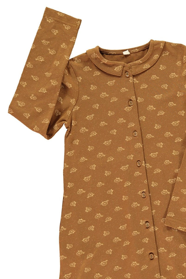 Kids' Shirt Dress Bicycle Brown