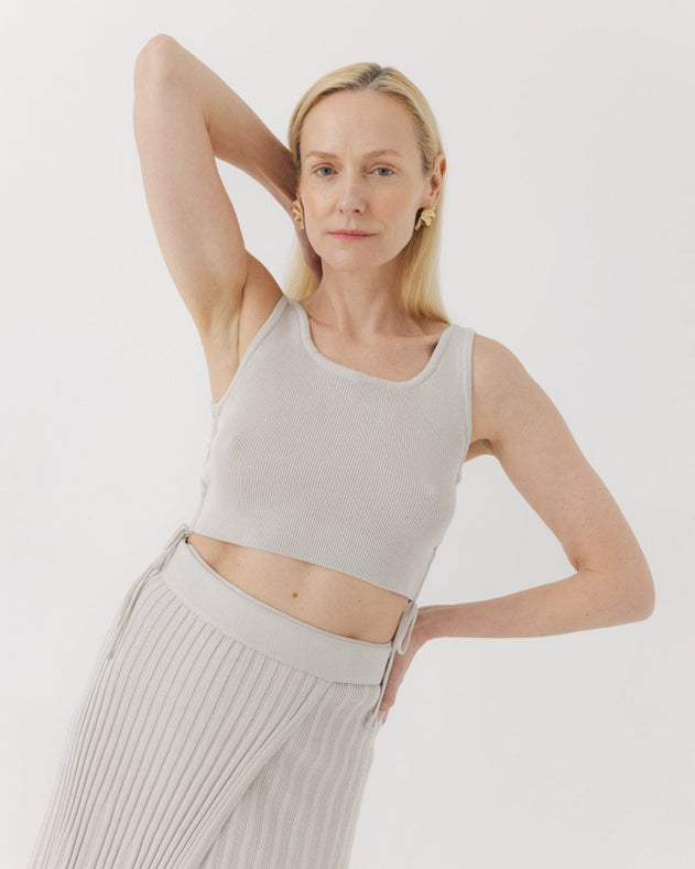 Šatrija Set Cotton Wrap Skirt & Drebulė Crop Top Silver Grey