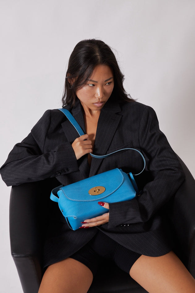 The Small Box Leather Bag Light Blue