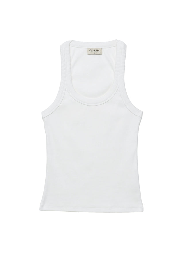 Jimmy Scoop-Neck Ribbed Tank Top White