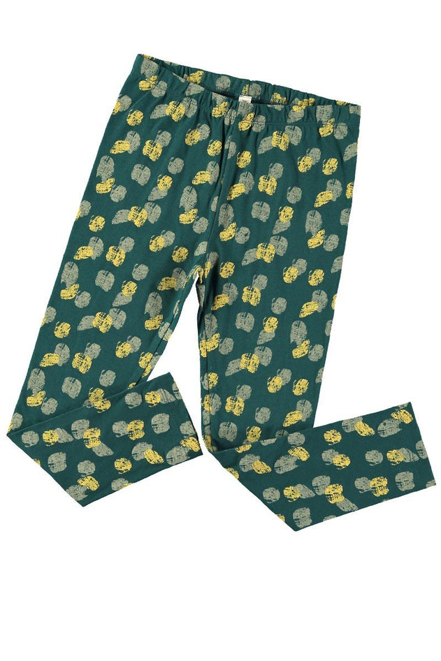 Kid's Organic Cotton Tights Footprints Blue/Green