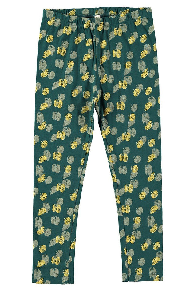 Kid's Organic Cotton Tights Footprints Blue/Green