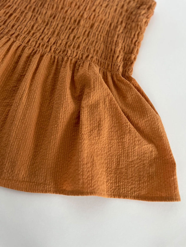 Gaia Organic Cotton Seersucker Top Orange