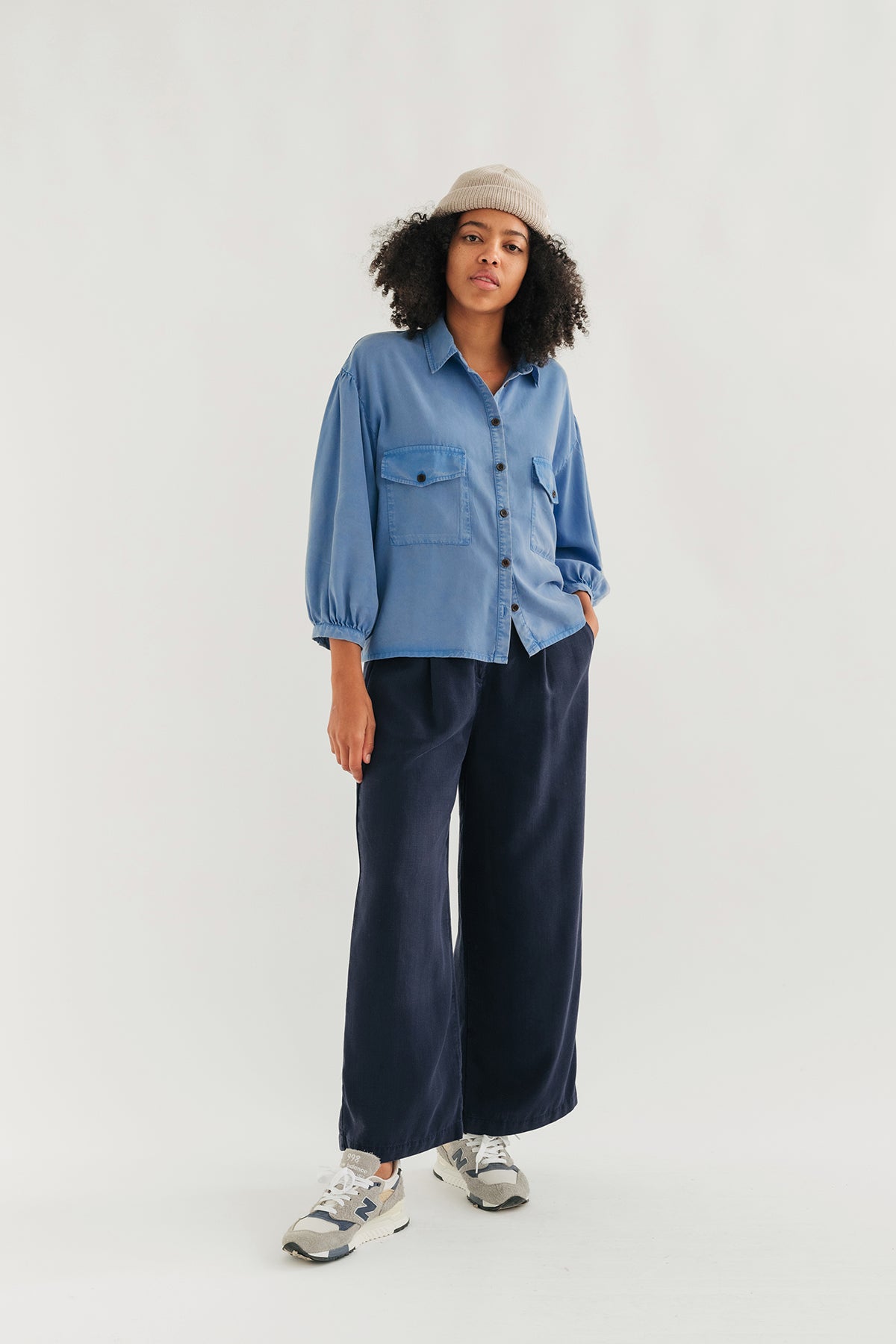 Hamushin Shirt Washed Blue