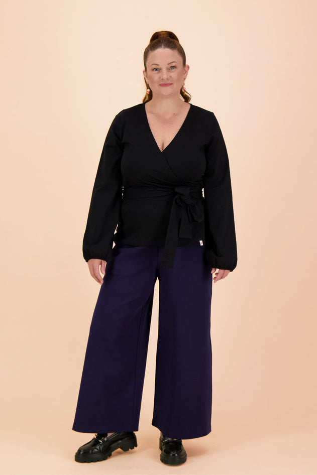 Soft Wrap Blouse Black