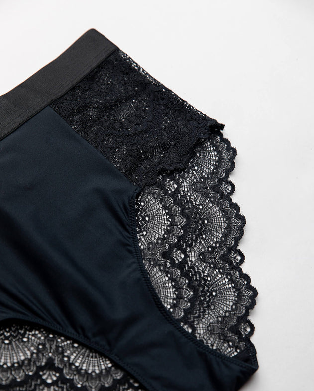 Lace Highwaist Briefs 3-Pack Black