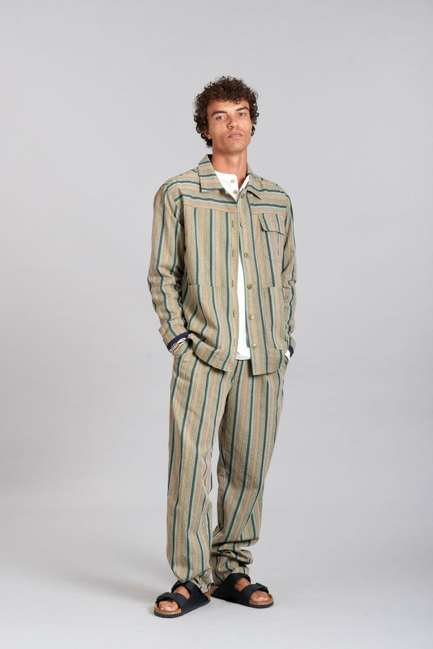 Landon Cotton Jacket Striped Green