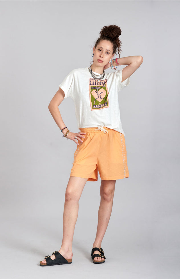 Leah Cotton Shorts Cantaloupe Orange