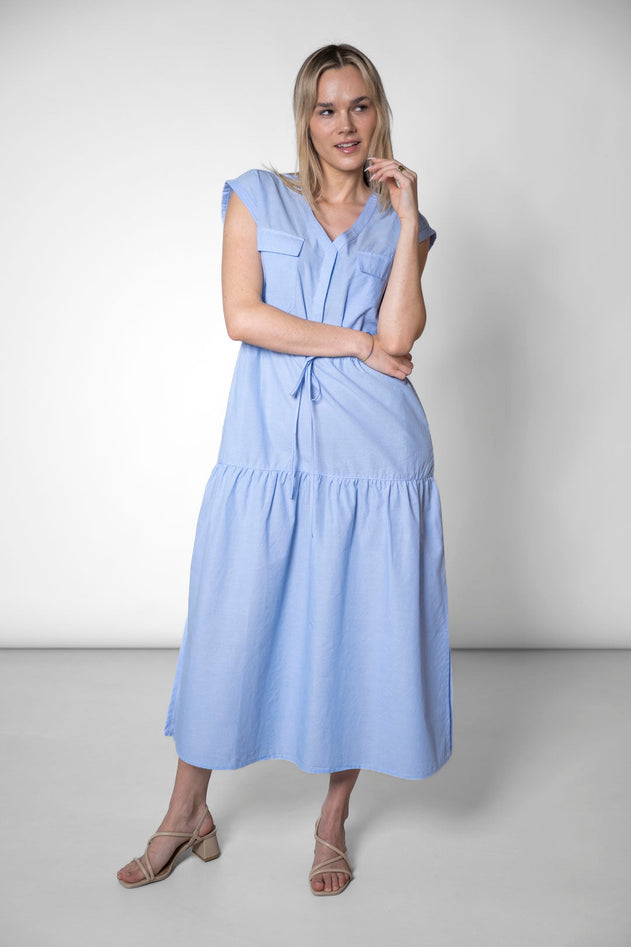 Sleeveless Tiered Dress Light Blue