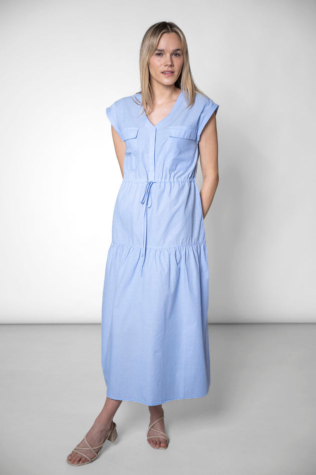 Sleeveless Tiered Dress Light Blue