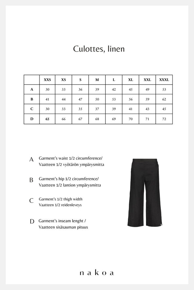 Culottes Linen Trousers Stonewashed Oxford Navy - IVALO.COM