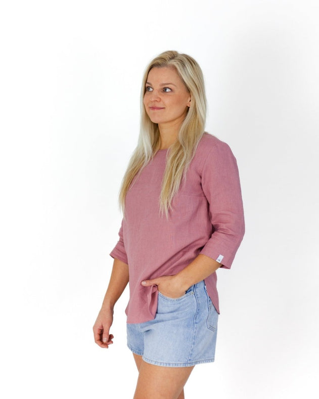 Classic Linen Blouse Old Rose - IVALO.COM