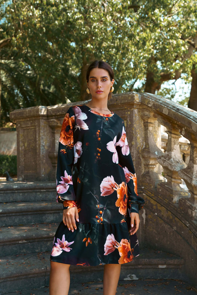 Poppy Dress Copper Flower