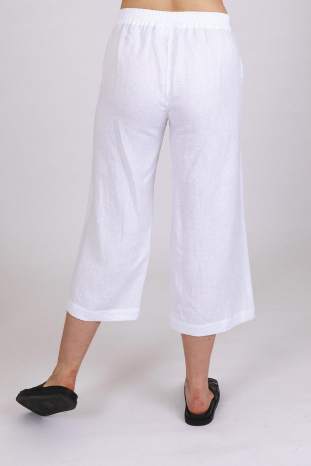 Culottes Linen Trousers Coconut Milk White - IVALO.COM