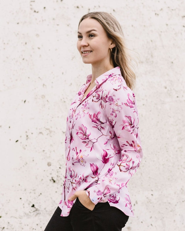 Chloe Button - up Shirt Ballet of Blossoms Pink - IVALO.COM