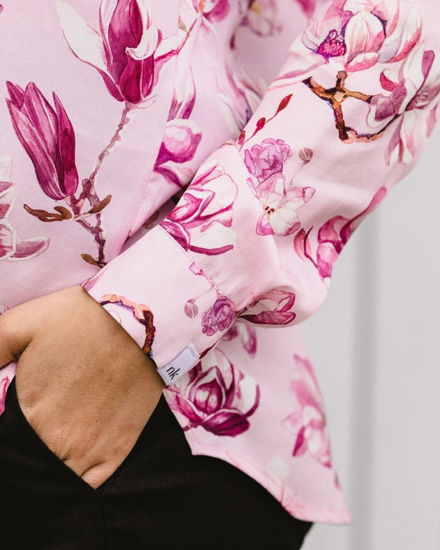 Chloe Button - up Shirt Ballet of Blossoms Pink - IVALO.COM