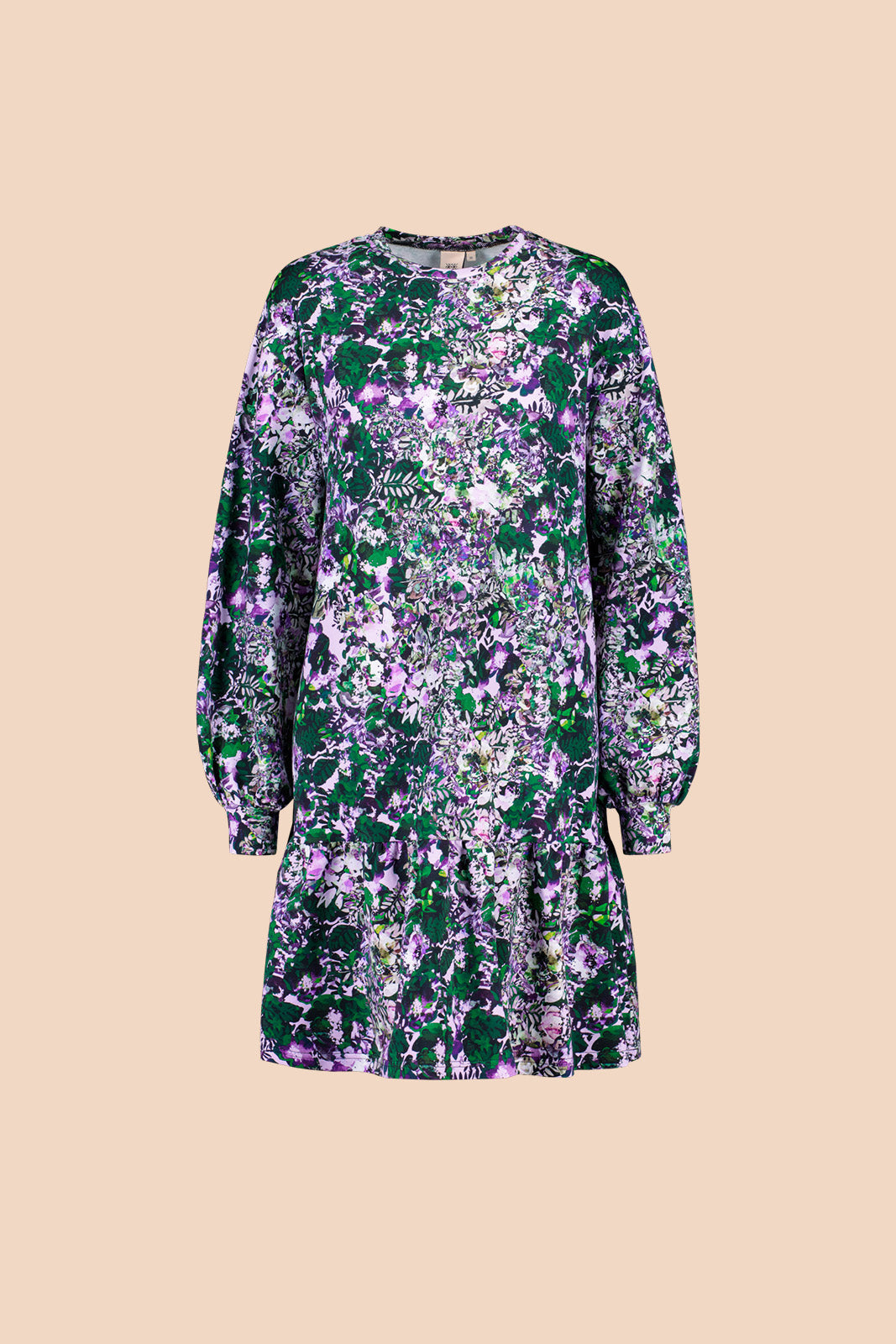 Ruffle Sweatshirt Dress Blooming Forest Lilac
