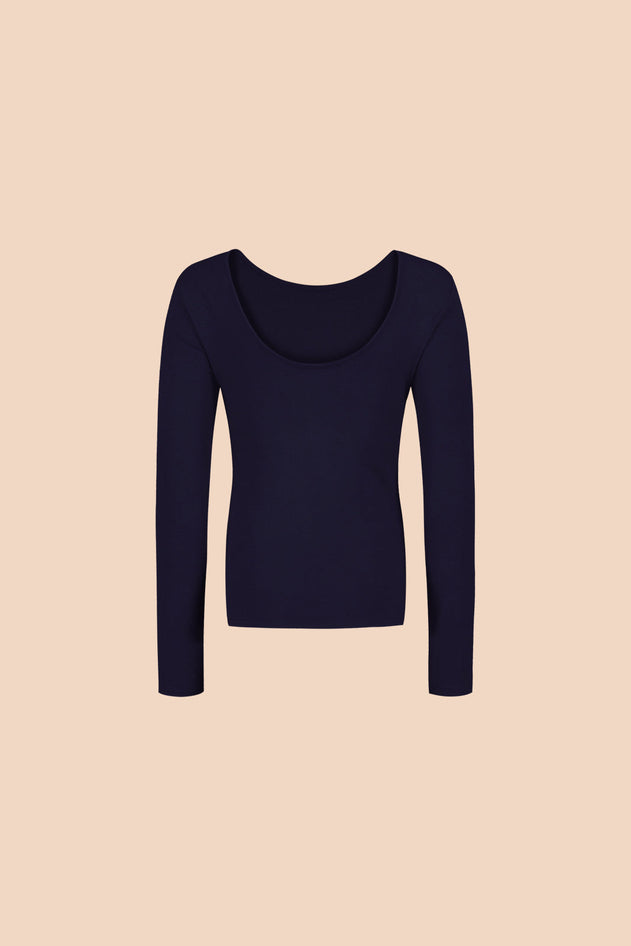 Scoop Back Top Dark Blue