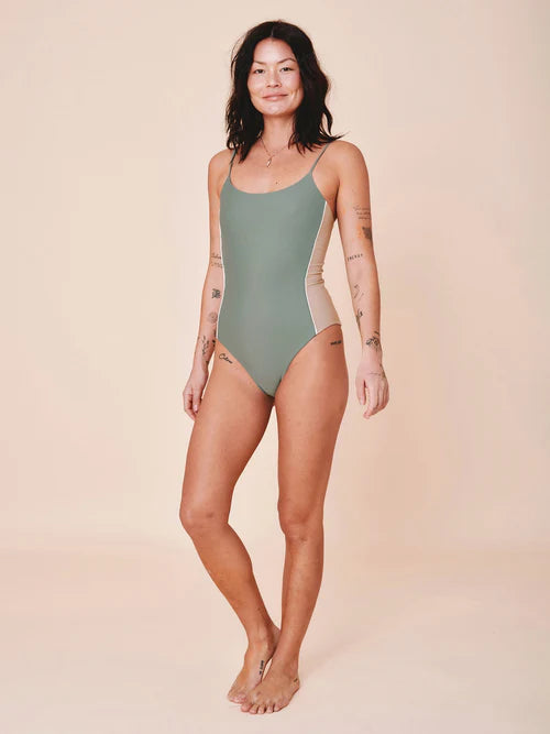 Penida Colorblock Swimsuit Army/Sand