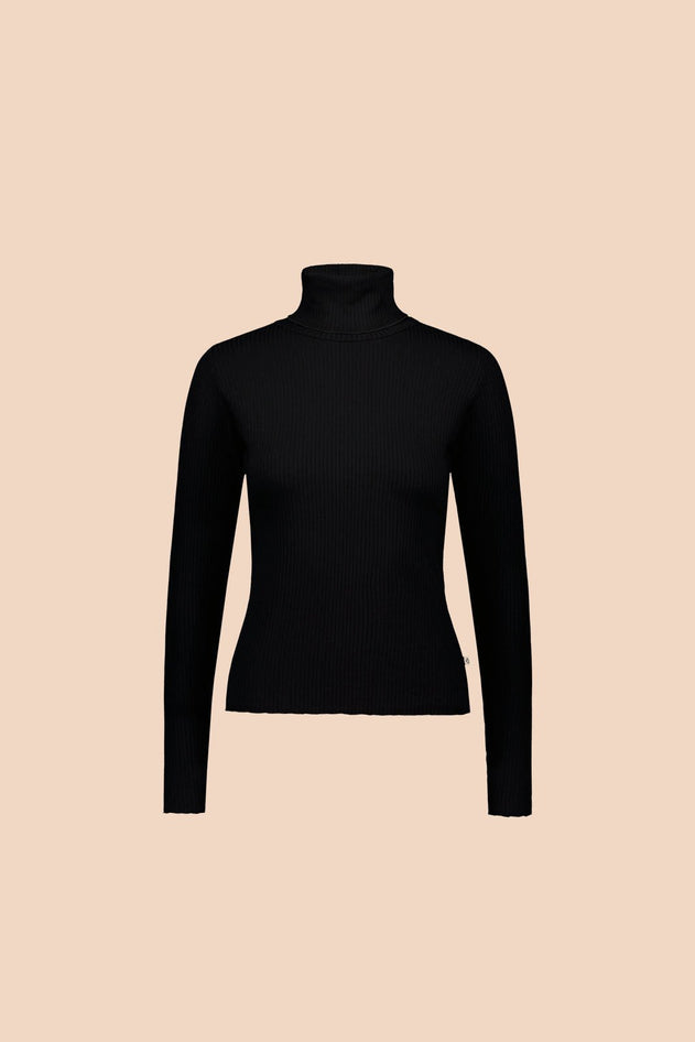 Rib Rollneck Long Sleeve Black