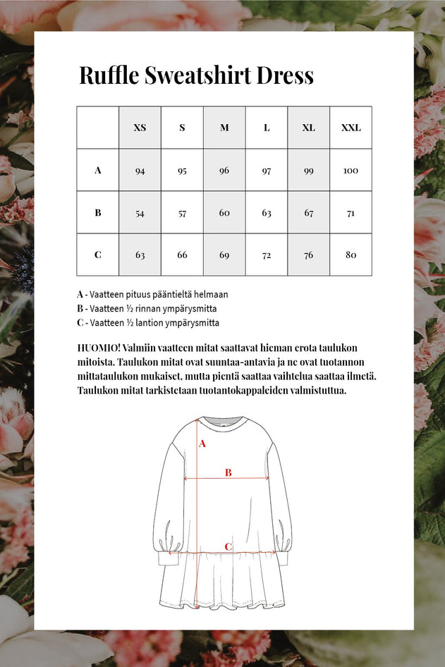 Ruffle Sweatshirt Dress Blooming Forest