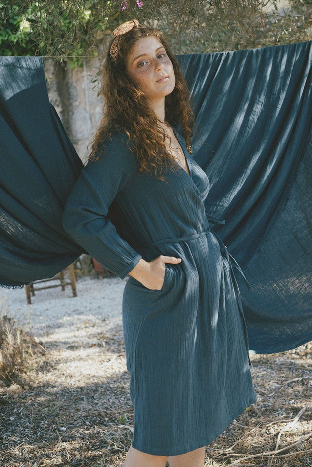 Susana Crossover Dress in Blue