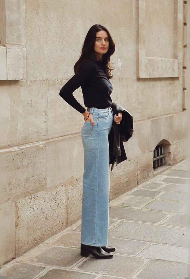 Sara High Loose Flow Jeans Stone Vintage