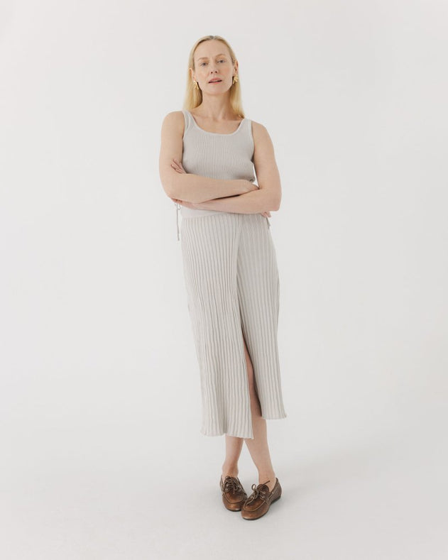 Šatrija Set Cotton Wrap Skirt & Drebulė Crop Top Silver Grey