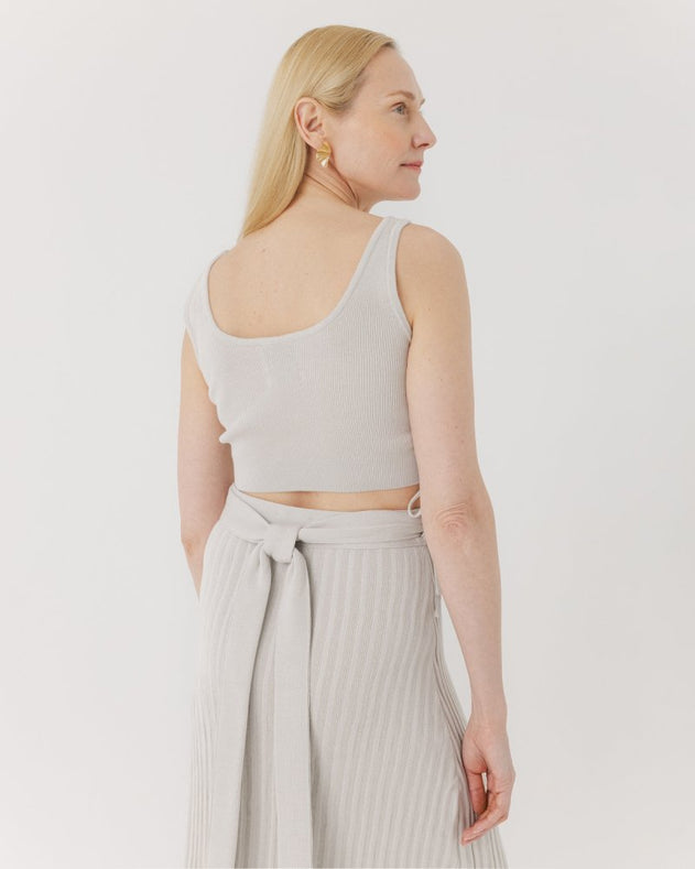 Šatrija Set Cotton Wrap Skirt & Drebulė Crop Top Silver Grey