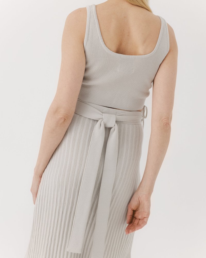 Šatrija Set Cotton Wrap Skirt & Drebulė Crop Top Silver Grey
