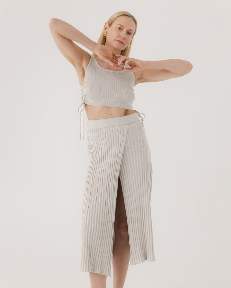 Šatrija Set Cotton Wrap Skirt & Drebulė Crop Top Silver Grey