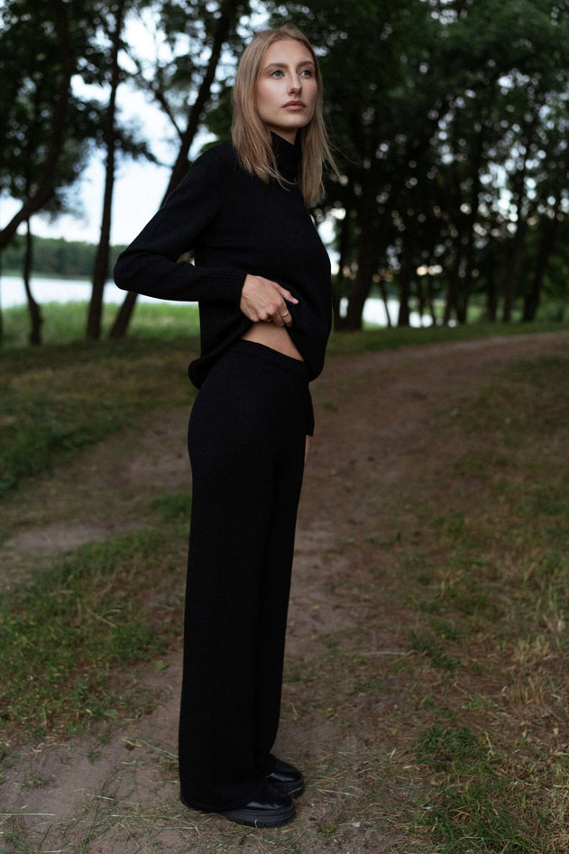 Knitted Merino Wool Pants & Sweater Set