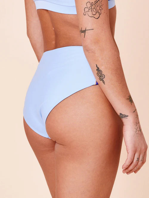 Ubud Colorblock Highwaisted Bikini Bottom Clear/Cartel Blue