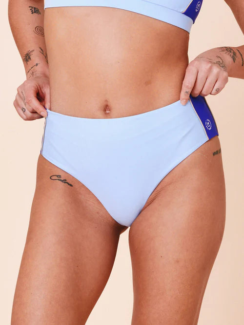 Ubud Colorblock Highwaisted Bikini Bottom Clear/Cartel Blue
