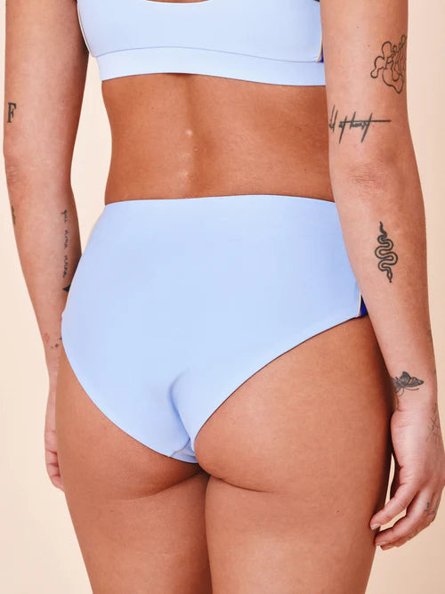 Ubud Colorblock Highwaisted Bikini Bottom Clear/Cartel Blue