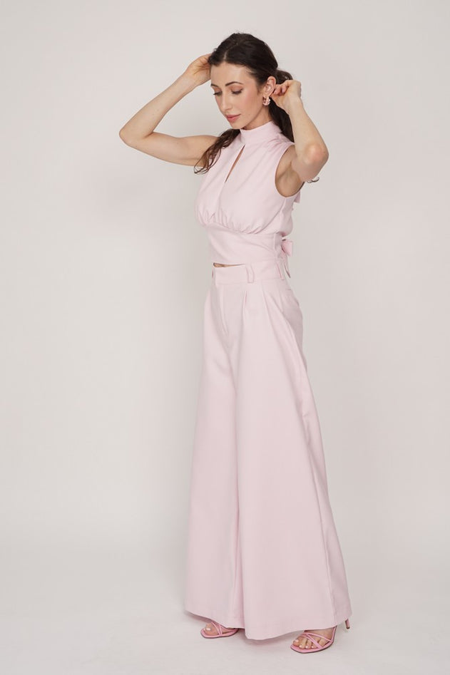 Coco Wide Leg Trousers Powder Pink